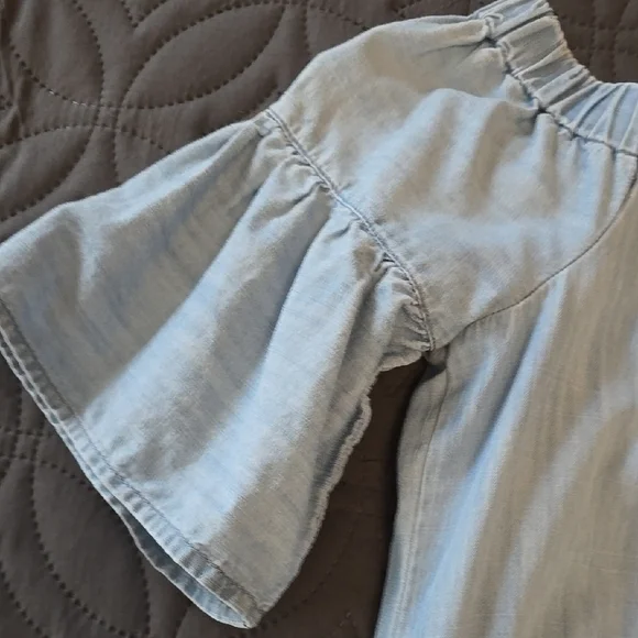 Blue Knee-Length Sundress with Puff Sleeves - Picture 3 of 9